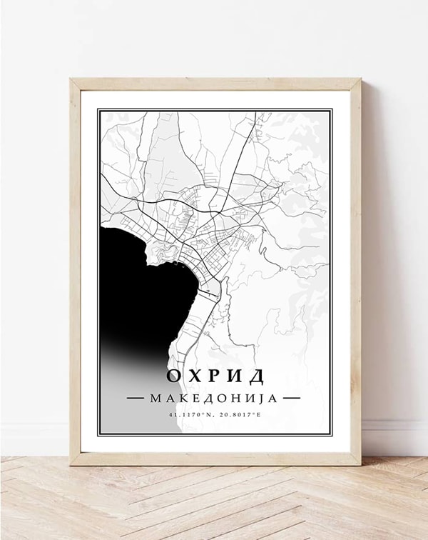 Minimalisticka mapa na ohrid | минималистичка мапа на охрид