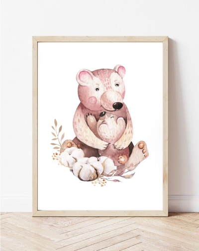 Постер за детска соба - Мама и бебе мечиња