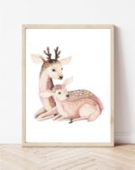 Постер за детска соба - Мама и бебе еленчиња