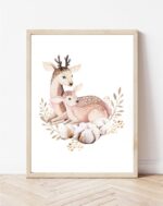 Постер за детска соба - Мама и бебе еленчиња