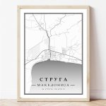 Minimalisticka mapa na struga | минималистичка мапа на струга